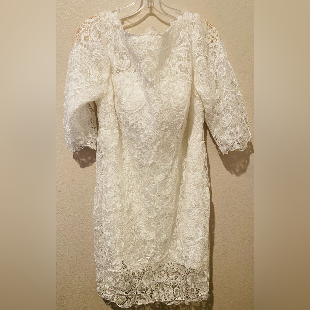 Wedding White Lace 3/4 Sleeve Dress Nwot